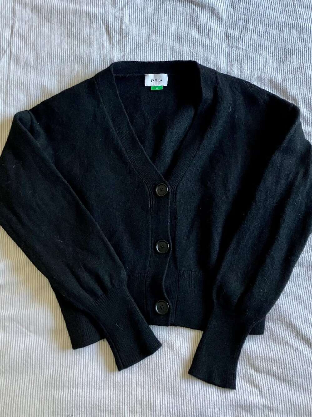 Women's Melrose Midweight Merino Knit Cardigan in Black by Vallier, size M